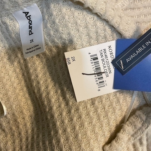 Abound Nordstrom V Neck Thermal Top Tan Boulder 2X New - Picture 6 of 9